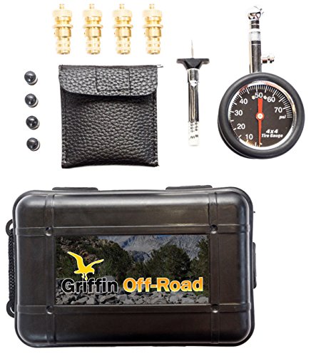 Griffin Offroad Tire Deflator Kit with 80 psi gauge, 4 valve Caps, Tire Tread Depth Gauge | Automatic, Adjustable Deflator Tool Kit for Cars, Suvs, Trucks, Motorcycles, ATVs , 4x4, Offroading Tools