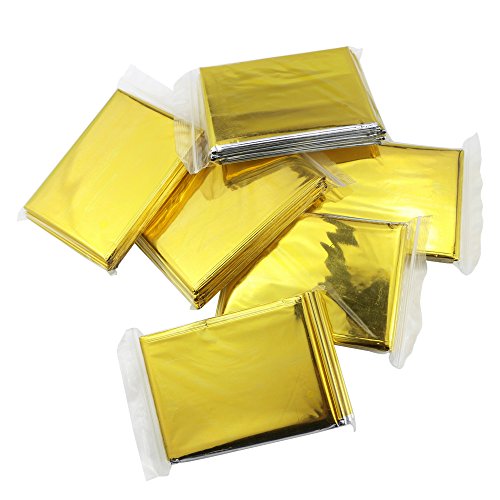 Weoxpr 6 Pack Gold Emergency Mylar Blanket Space Blanket - 52" x 84" for Outdoors, Hiking, Survival, Marathons or First Aid - Thumbnail 2