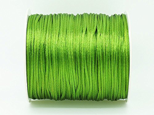 OLIVE GREEN 1mm Bugtail Satin Cord Shamballa Macrame Beading Nylon Kumihimo String (210ft Spool)