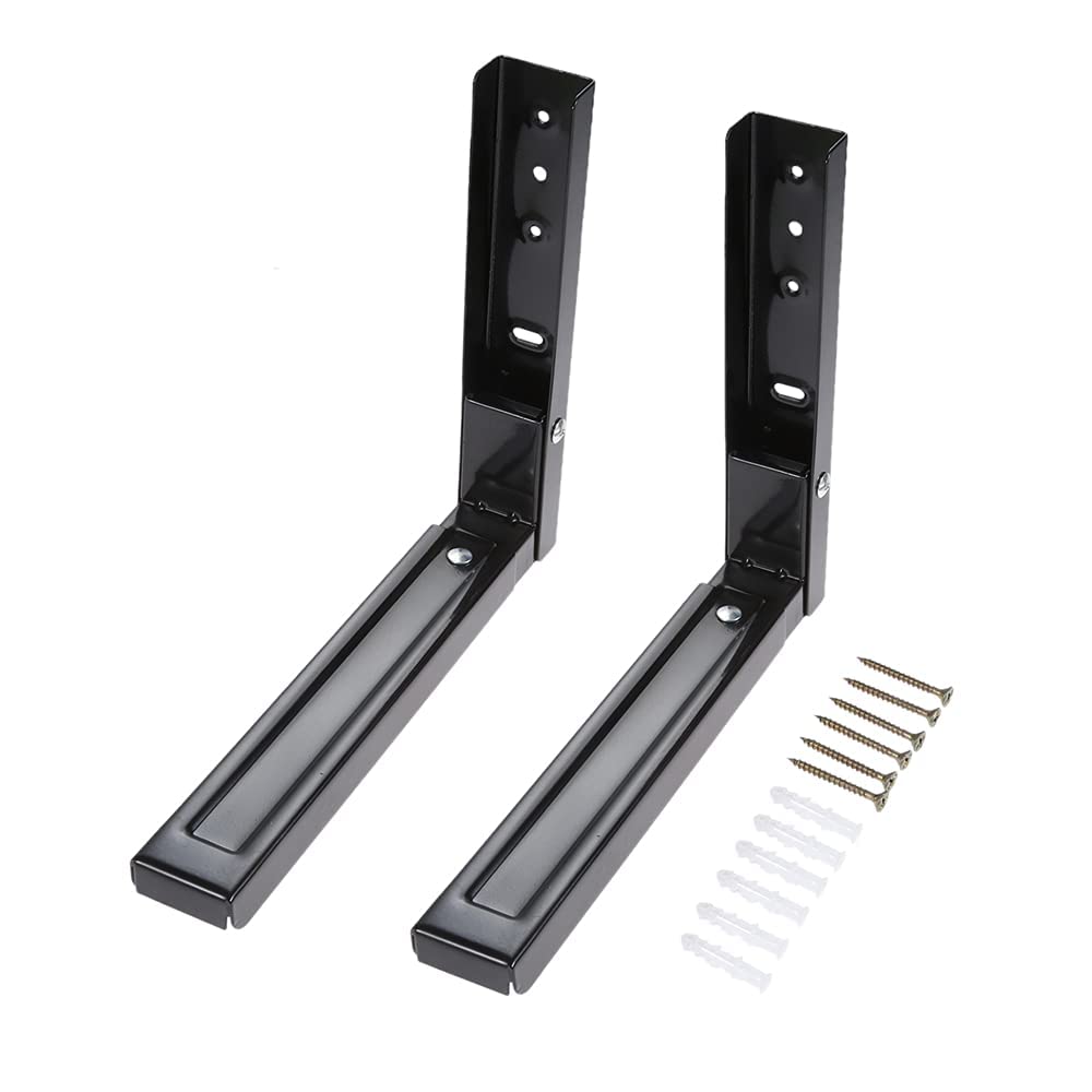 Photo 1 of Hniuyun Universal Wall-Mounted Microwave Brackets, Arms Extend & Foldable Fit for Most of Microwaves (Black)
