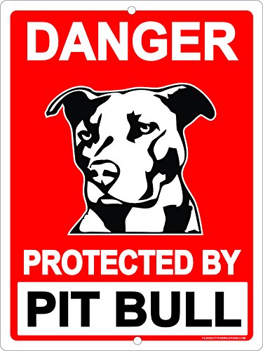Warning Protected by Pit Bull Pitbull Dog 