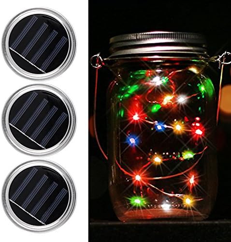 3 Pack - Mason Jar Lights with solar , LED color Solar Fairy Lights，outdoor Solar String Lights of waterproof (Jars Not Included)