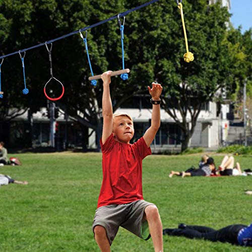 Sunnyglade Backyard Ninja Line Hanging Obstacle Course/Slackers Ninja Line  Accessories for Kids - 40ft Slackline Kit