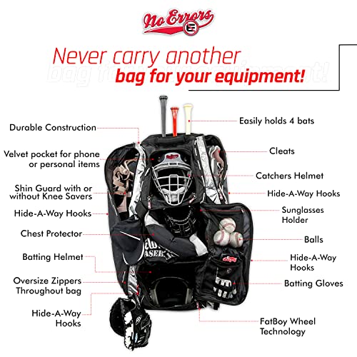 No Errors NOE2 Catchers Gear Bag with Wheels Large Bag for Catcher’s