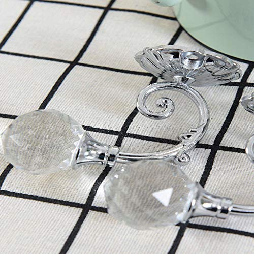 Tie Back Hooks for Curtains,Quaanti 2 Pieces Clear Crystal Wall Mounted Curtain Holdbacks Tassel Curtain Hook Multi Use Wall Hook Coat Hat Handbags Towel Hanger Hook Wall Mount Hanger (Silver)