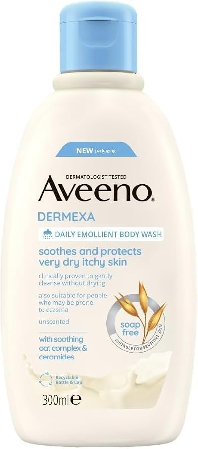 Aveeno Dermexa Daily Emollient Body Wash 300ml for Dry Itchy Eczema Skin