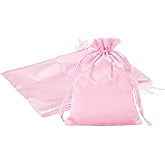 PATIKIL 6 x 8 Inch Satin Bags with Drawstring, 3 Pcs Silk Drawstring Gift Bags Wedding Favor Pouch for Jewelry Candy Christmas Party Graduation Birthday Easter, Pink