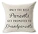 Andreannie Best Gifts for Mom Dad Only The Best Parents Get Promoted to Grandparents Blessing Cotton Linen Throw Pillow Case Cushion Cover Home Office Decorative Square 18 X 18 Inches