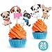 Dog Cupcake Cake Toppers - Puppy Pet Theme Birthday Party Decorations Supplies - 25 PCS
