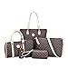 H&X Womens 6 Pcs Shoulder Bags Top-Handle Handbag Tote Purse Set