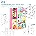 Tespo Portable Clothes Closet Wardrobe for Children and Kids, Cute Cartoon, DIY Modular Storage Organizer, Sturdy and Safe Construction, 12 Deeper Cubes with Hanging Rods (Pink)