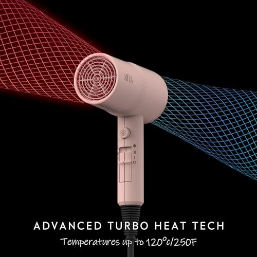 AINA Hair Dryer with Diffuser, Blow Dryer for Women | Advanced Ionic Technology, Ceramic Coating | Cold Shot Features Turbo Heat for Fast Drying and Shine 110V (Babe Pink)