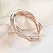 BAMOER Rose Gold Plated Eternity Promise Rings Wedding Jewelry 925 Sterling Silver with CZ,Size 8