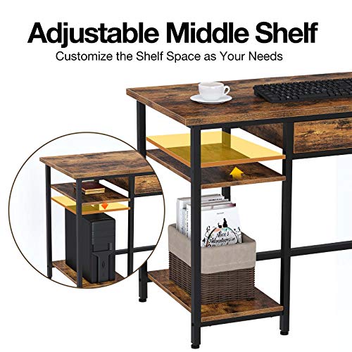 Rolanstar Computer Desk with Shelves and Drawer, 47" Home Office