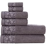 HYGGE Luxury Turkish Cotton Towel Set Soft Plush Bathroom Kitchen Decor with Floral Pattern; 2 Bath Towels (27