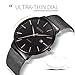 Watch,Men’s Fashion Stainless Classic Black Casual Watch With Milanese Mesh Band , Waterproof Casual Analog Quartz Dress Wrist Watch