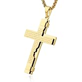 HZMAN Religion Cross Lord's Prayer Stainless Steel Pendant Necklace Rolo Cable Wheat Chain