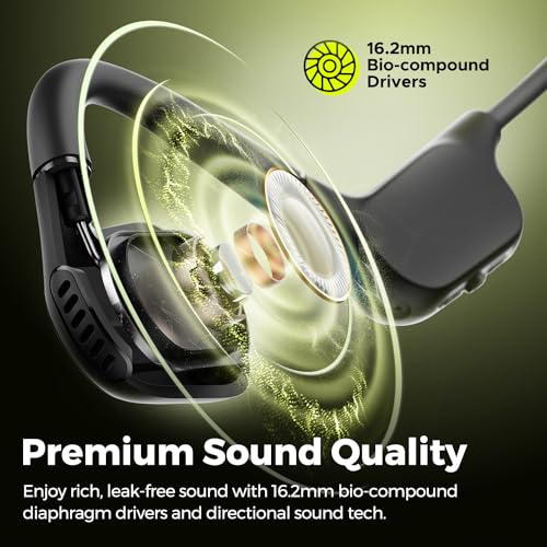SoundPEATS Runfree Lite2 Open-Ear Headphones Bluetooth, Air Conduction Wireless Earphones, 16.2mm Driver Enhanced Bass, 2-Mic Clear Calls, Comfort Fit, Bluetooth 5.3 Headphones, for Sports & Work, APP