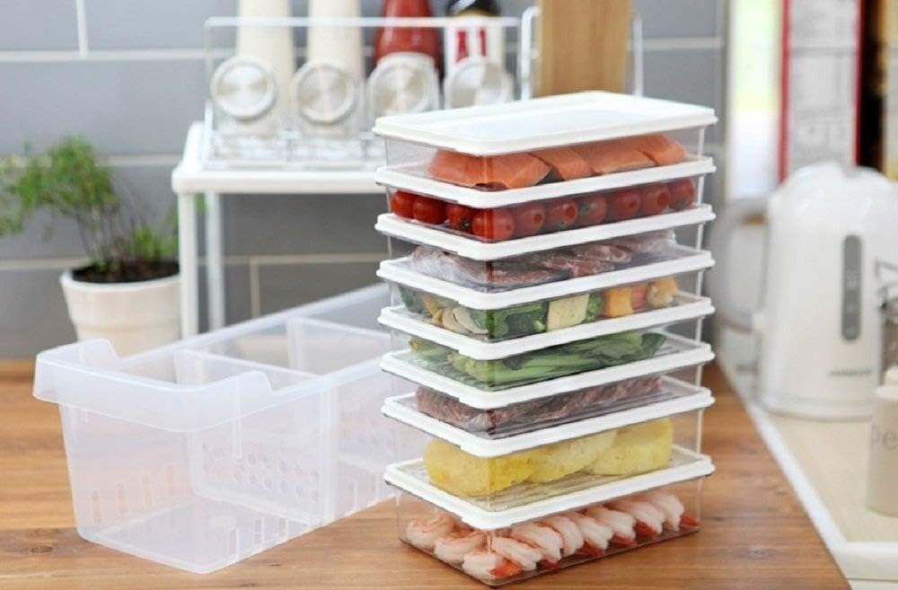 Kitchen Refrigerator Organizer, Fridge and Freezer Storage Trays Large