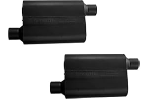 MAPERFORMANCE Flowmaster Universal Fitting 40 Series Muffler (2 Pack), Alloy Steel 2.50 Offset In / 2.50 Offset Out - Aggressive Sound - Black