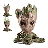 Diligencer Cute Baby Groot Planter Flowerpot Tree Man Heart Shaped Flower Pot with Drainage Hole Pencil Pen Holder for Outdoor Indoor Ornament Office Party Christmas Birthday Gift 6.1"