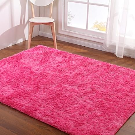Amazon Com Hoomy Modern Hot Pink Rug For Girls Room Shaggy