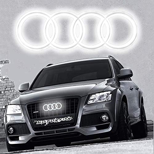 Motorfox Led Emblem Logo Front Grill Illuminated Glow Light Badge INCLUDING EASY CONNECTION KIT White Q3 Q5 Q7 A6 A7