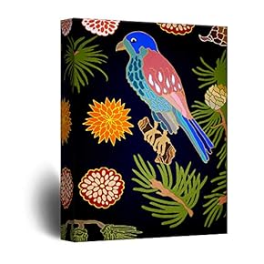 Canvas Wall Art - Vintage Style Colorful Brid on Flower Branch - Giclee Print Gallery Wrap Modern Home Art Ready to Hang - 12x18 inches