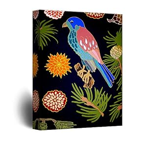 Vintage Style Colorful Brid on Flower Branch