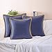 Phantoscope Farmhouse Solid Throw Decorative Pillow Cover Burlap Linen Trimmed Tailored Edges Outdoor Pillow Navy Blue 18 x 18 inches, 45 x 45 cm