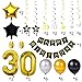 30th Birthday Decorations Kit 75 Pieces - Happy Birthday Banner, 40-Inch 30 Gold balloons, Sparkling Hanging Swirls, Photo Booth Props, Confetti for Table Decorations, Birthday Plan Checklist