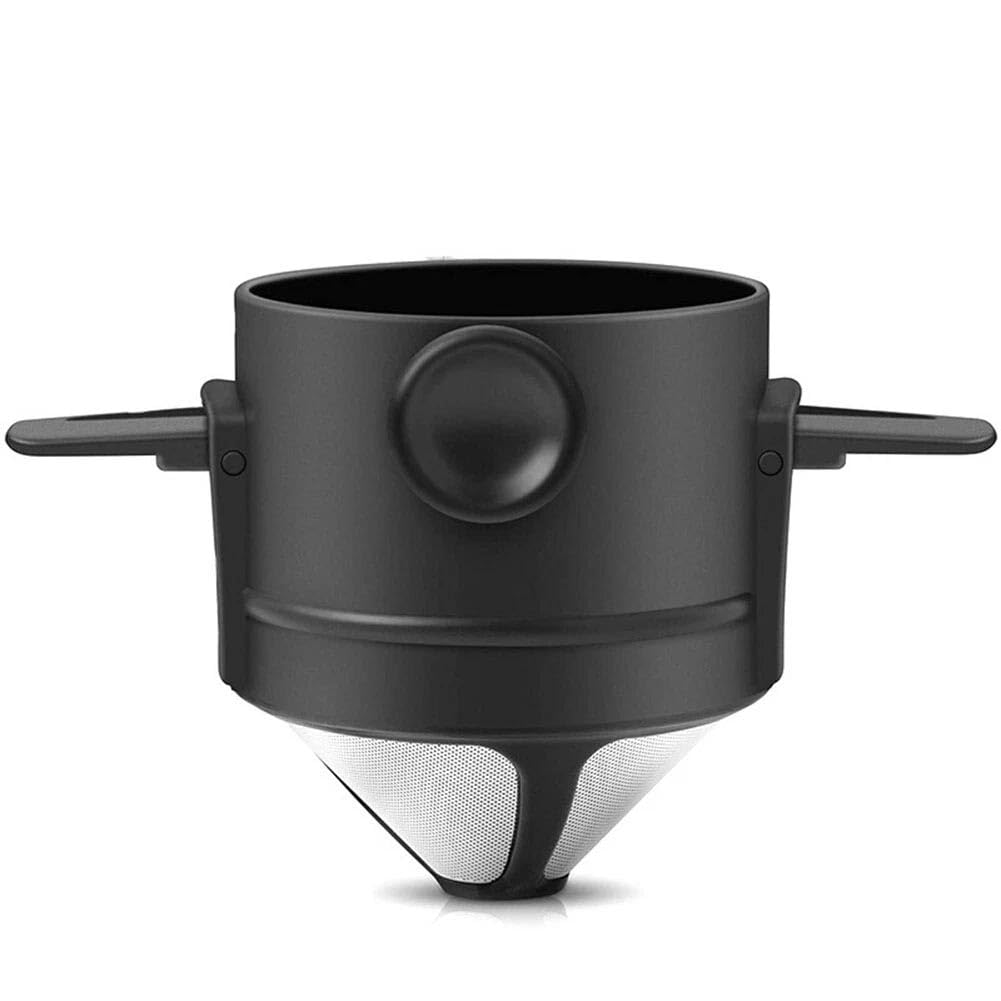 Photo 1 of 1 Pc Stainless Steel Pour Over Coffee Dripper, Paperless Coffer Dripper with Dual Strainers Reusable Portable Collapsible Coffee Maker for Home Office Travel and Outdoor (Black)