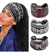 CAKURE African Headbands Wide Turban Black Head Bands Hair Bandaeau Elastic Hair Bands for Women ...