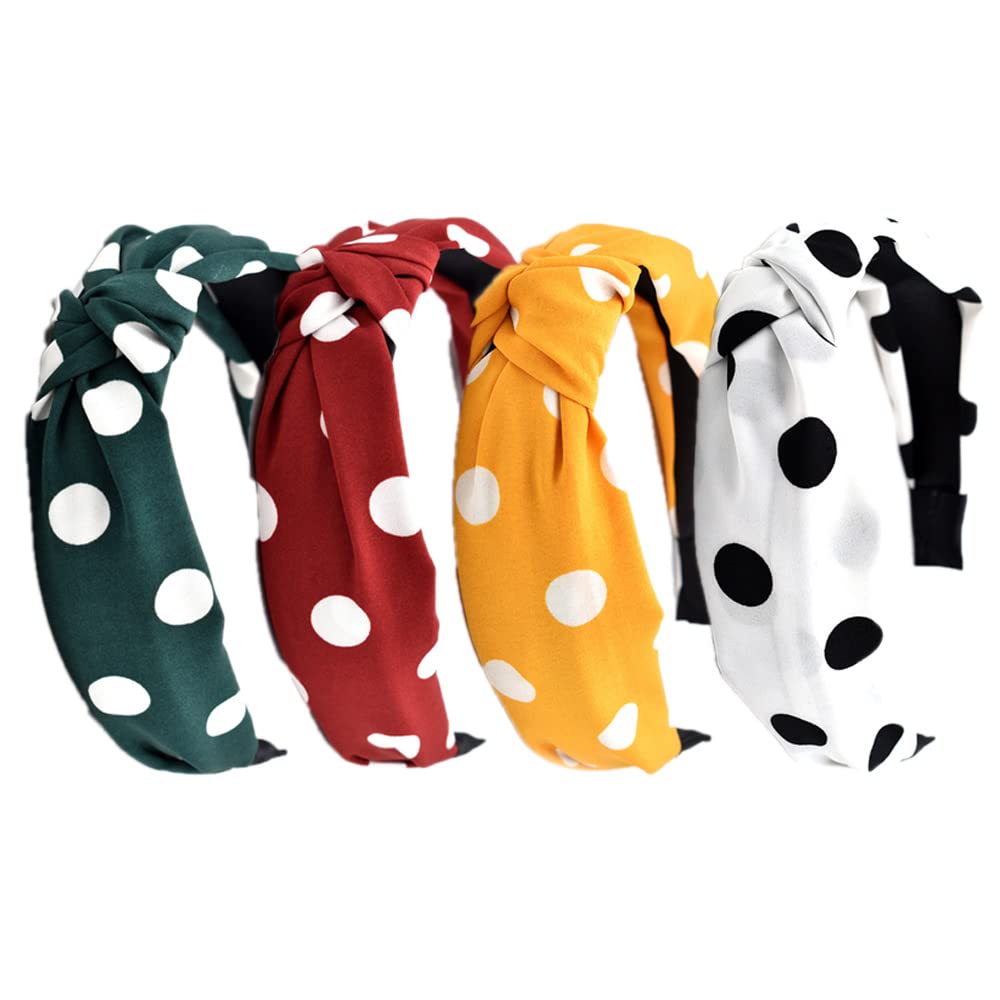 4Pcs Headbands For Women,Gold-Edged Knotted Hairband,High-Grade Fabric Stripes Hairband,Turban Hoops Twist Headbands Accessories For Girls (4Drop)