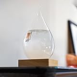 InGenious Teardrop Storm Glass Weather Forecast Barometer on Wooden Stand view 2