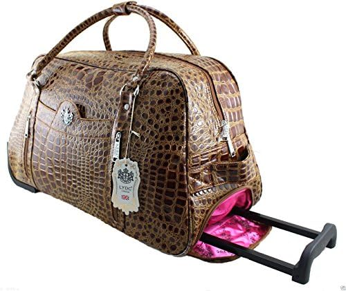 Exoticglitter LYDC Ladies Designer Travel Bag Brown Croc Holdal Ladies Trolley Hand Shoulder bag