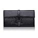 Grebago Women's Genuine Leather Long Wallet Clutch Purse Handbag Card Holder Case with Coin Zipper Pocket Black (Gift box)