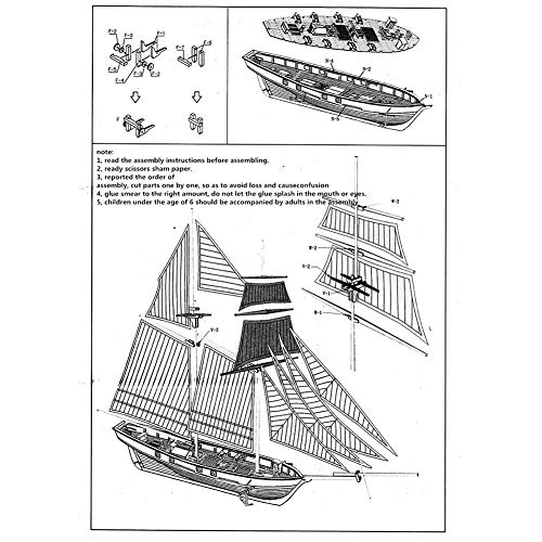 Yamalans 1:100 Scale Mini Wooden Sailboat Ship Model Kit Boat Toy Gift DIY Children Interactive Education Handwork Building Blocks - Thumbnail 4