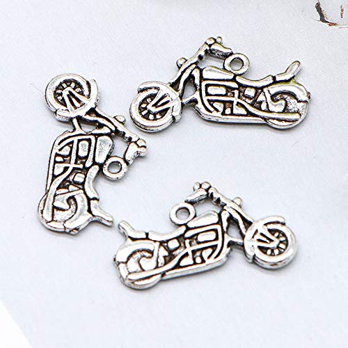 WSSROGY 100Pcs Silver Tone Motorcycle Charms Pendants DIY for Jewelry Pendants Necklace Making - Thumbnail 4