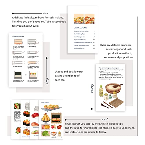 Sushi Making Kit for Beginners - 22-in-1 Sushi Maker Set with Bamboo Sushi Roller Mat - Complete Sushi Rolling Pack with Detailed Recipes