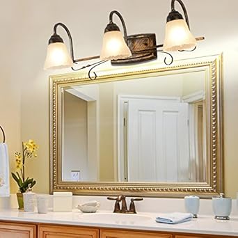 Avanthika E27 Wall Sconces Rustic Do The Old Mirror Front Lamps Dressing Room Bedside Lamp Corridor Bathroom Moisture Resistant Dimmable 3 The Led Head Amazon Com