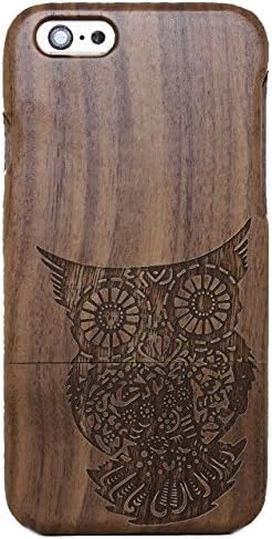 Laser Engraved "Lucky Owl" Pattern Unique Eco-Friendly 100% Hand-made Real Natural Wood Hard Shell Case for New iPhone 6 Plus (5.5" Screen) (Owl GMWD-I6PB-1)