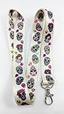 Sugar Skull/Dia De Los Muertos lanyard/keychain with clip for keys or id badges