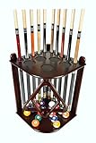 Cue Rack Only - 10 Pool - Billiard Stick & Ball Floor Rack - Holder Mahogany Finish (Mahogany)