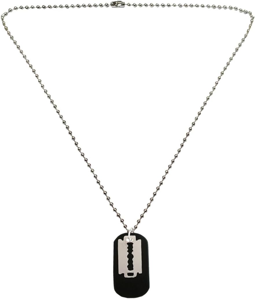 RICH AND FAMOUS Multicolour Metal Razor Blade Dog Tag Design Pendant for Men and Women