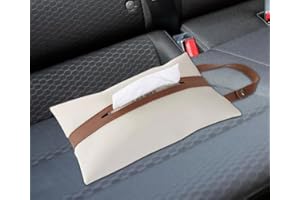 1PC Light Beige,Pu Leather Thin Paper Box Cover,Beige Hanging Storage Box,Suitable for The Kitchen,Bedroom Or Car,Can Be Used