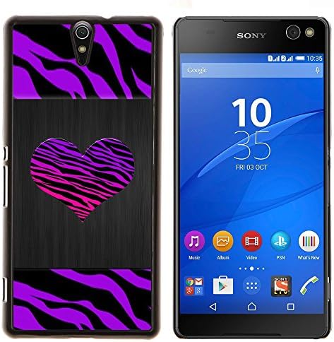 - zebra stripes heart brushed metal purple/ Hard Snap On Cell Phone Case Cover - Cao - For Sony Xperia C5 Ultra