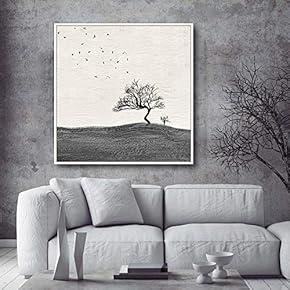 Framed Canvas Home Artwork Decoration A Lonely Tree Canvas Wall Art for Living Room, Bedroom - 16x16 inches