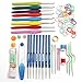 Jeteven 57 Pcs Crochet Hooks Set Ergonomic Yarn Needles Kit ，Crochet Hooks Set Ergonomic Soft Handles - Aluminum Blunt Needles - Knitting Needle