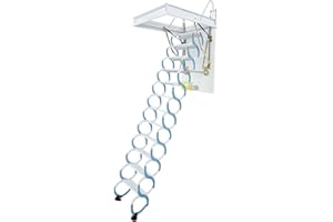SUIYULN 12 Steps Folding Attic Ladder,661 lbs Hidden Ceilingl Mounted Pull Down Loft Folding Stairs,Al-Mg Alloy Telescopic Extension Roofs Ladder with Armrests for Indoors&Outdoors 9.51-10.17ft Height
